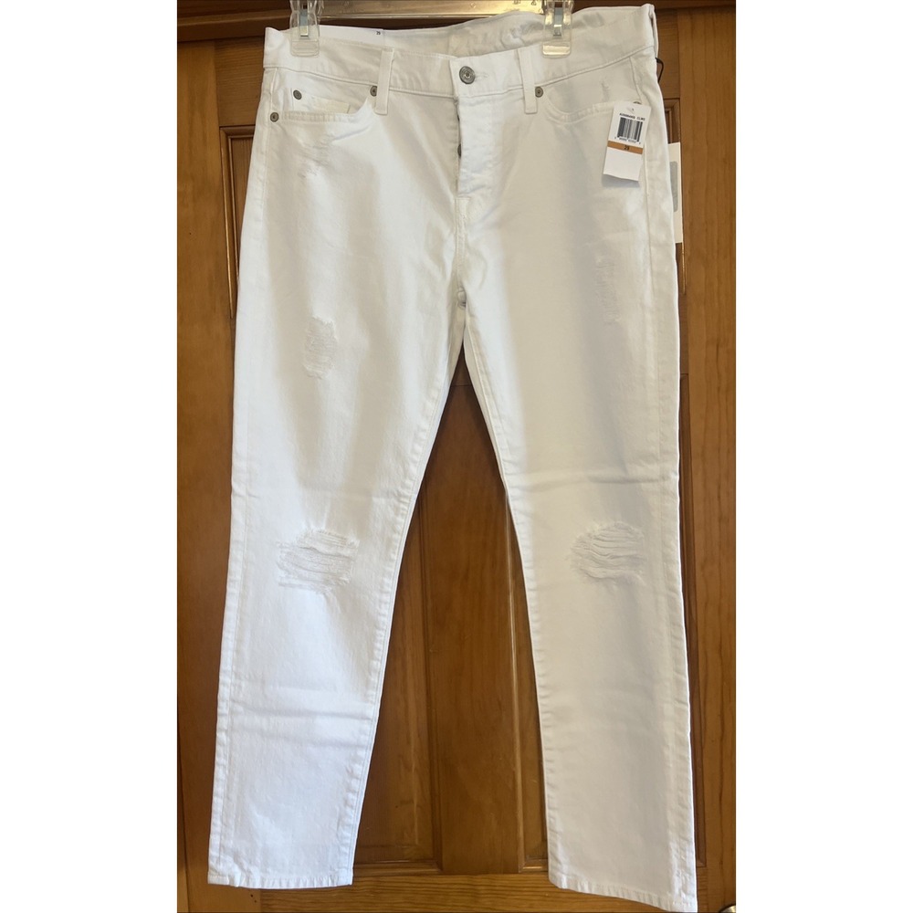 For All 7 Mankind White Josefina Women's Boyfriend Jeans, Sz 29 Distressed